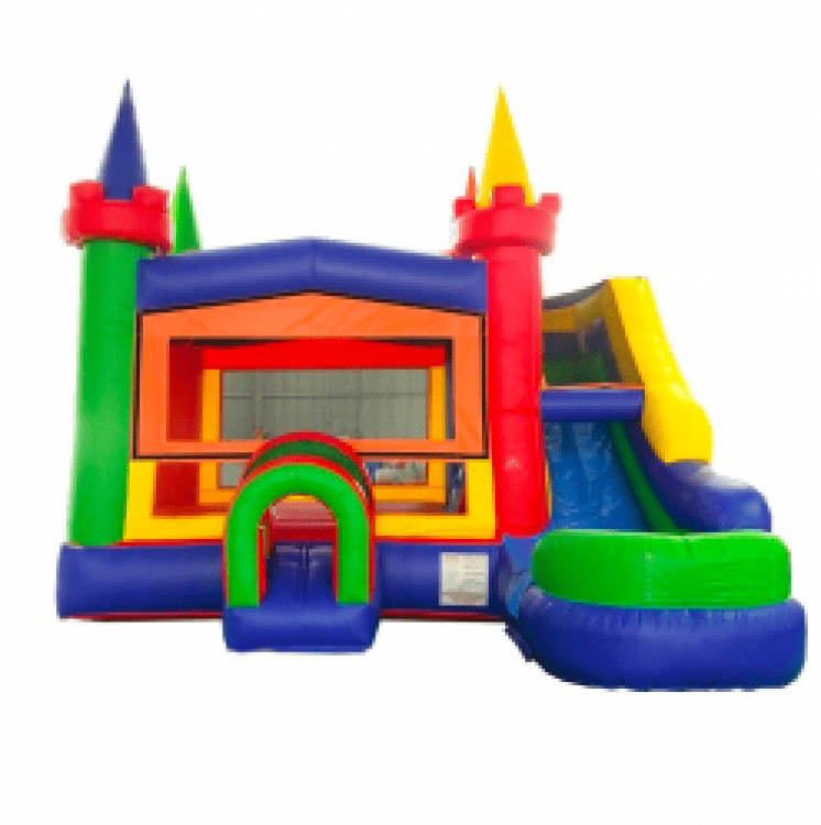 Rainbow Castle Wet / Dry #1 Bounce House and Slide