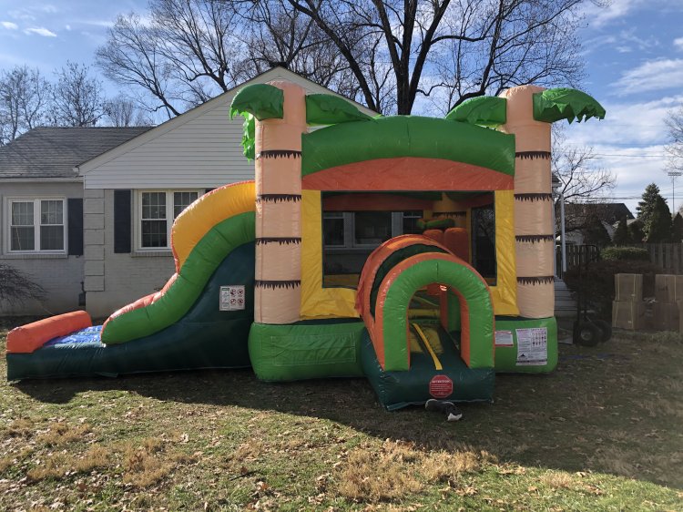Tropical Combo Bounce House and Slide