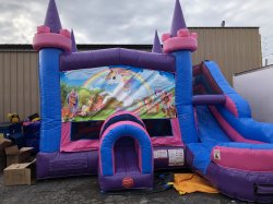 Unicorn Super Girl Combo Bounce House and Slide
