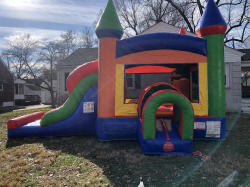 Colorful Combo Bounce House and Slide
