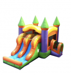 Rainbow Castle Combo Bounce House and Slide