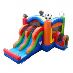 Dual Lane Sports Bounce House and Slide